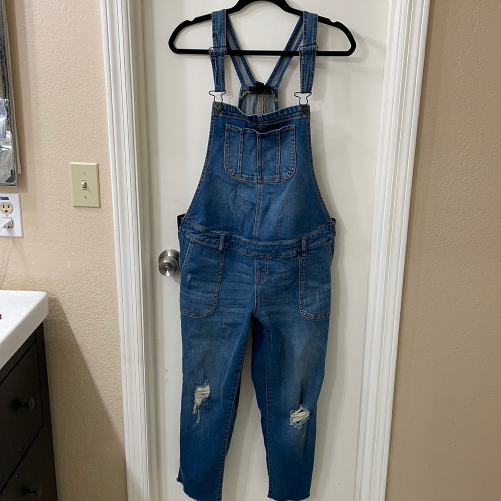 Motherhood Maternity Indigo Blue Overalls Medium Wash